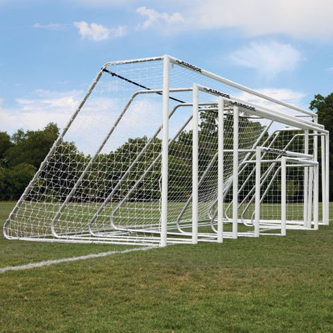 Alumagoal Powder-Coated White 3" Round Club Goals With Net (Pair)
