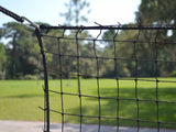 #36 nylon in black shown - baseball softball protective barrier netting with border.